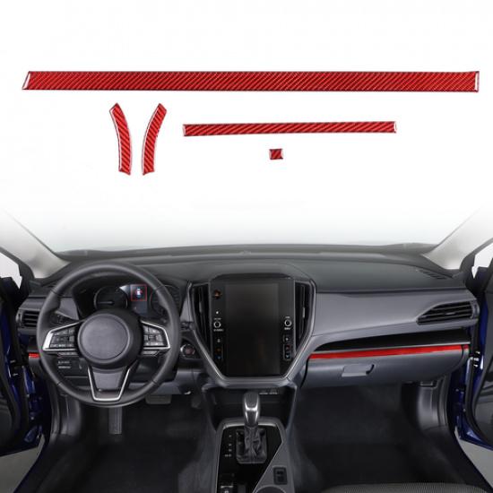 Red Carbon Fiber Dashboard Center Lower Trim Sticker For Subaru Crosstrek 23+