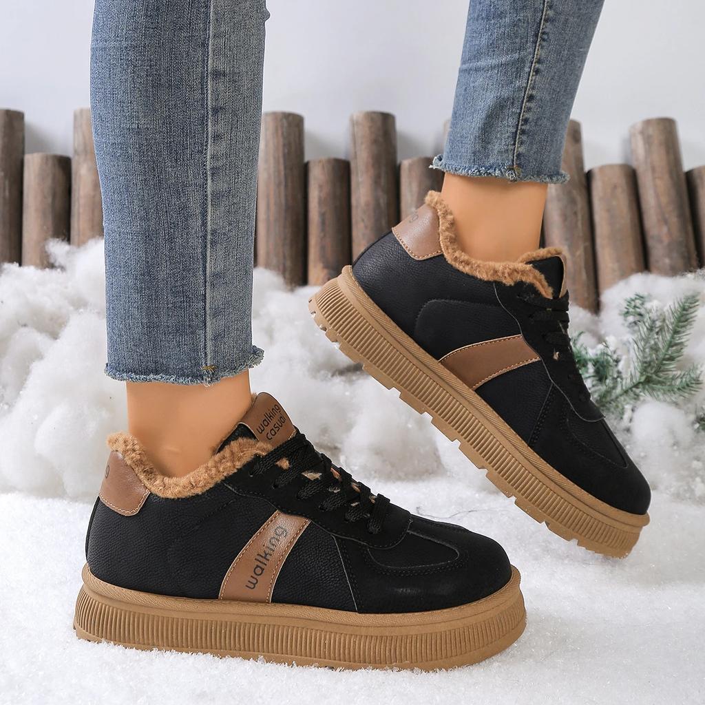 New Winter Round Head Thick Bottom Women's Fashion Leisure Comfortable Warm Cotton Shoes for Women's Casual Shoes