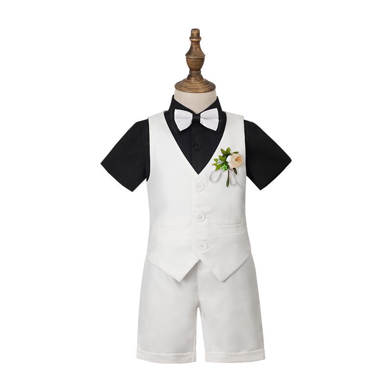 Boy's British Summer Tuxedo Vest Set for Events