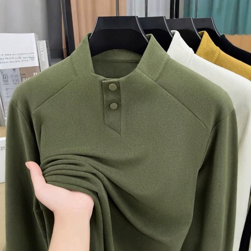 2026 Mens Casual Stand Collar Solid Color Long Sleeve Sweatshirt Versatile Trendy Top
