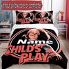 Set cuvertură de pilota 3 buc (1 * Husă de pilota + 2 * Față de pernă, Fără Miez), Set de așternut personalizat cu nume și model Bride of Chucky, Cadou Decor Dormitor Acasă