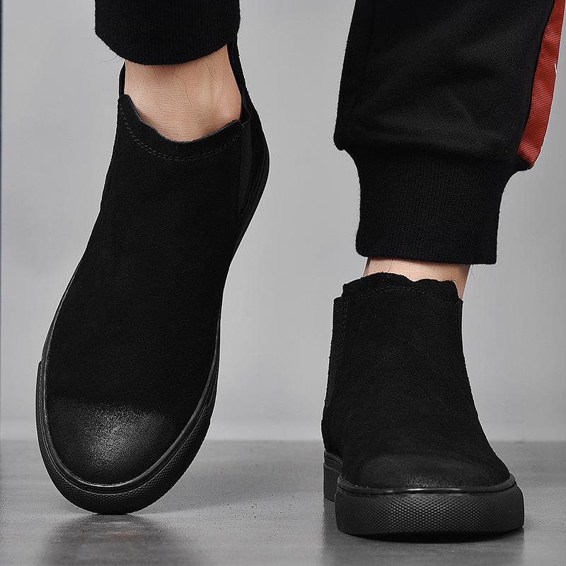Winter Snow Shoes for Men Warm Plush Boots Chelsea Shoes Comfortable Snow Boots Men's Casual Shoes Large Size Fur Inside Shoes
