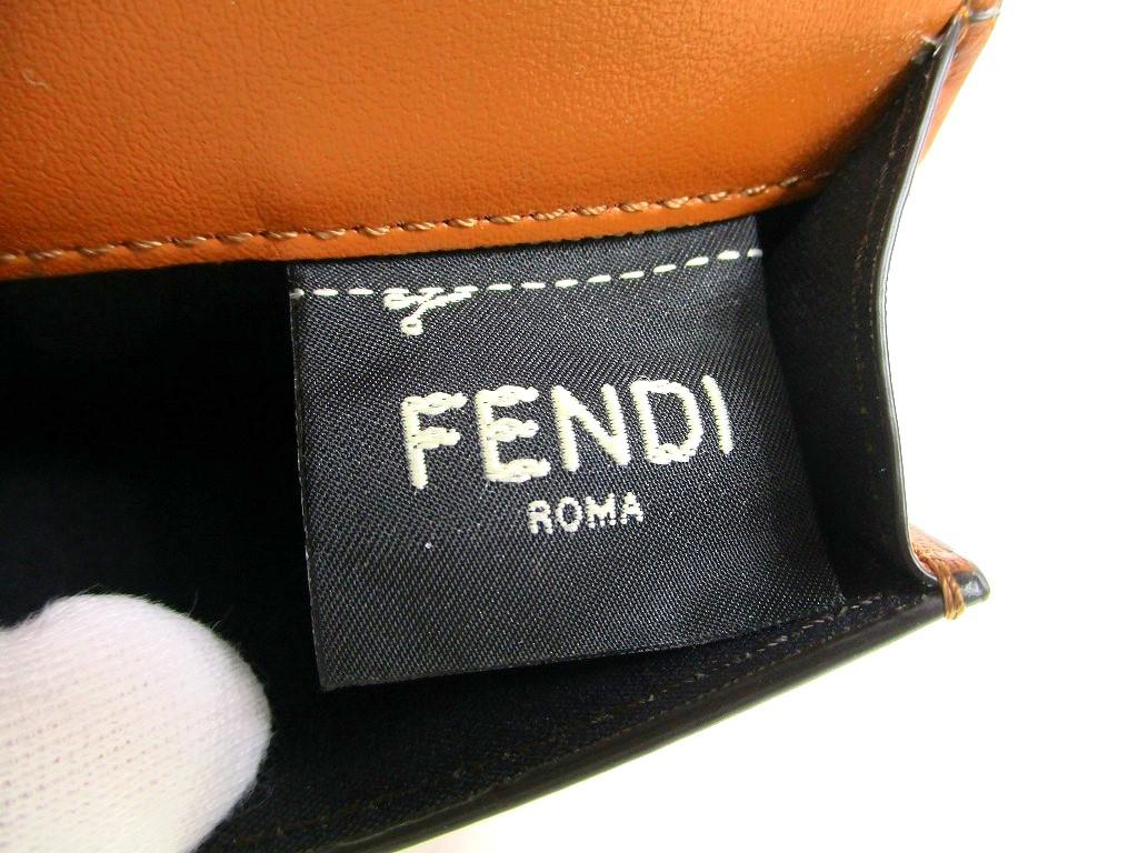 Authentic FENDI ROMA Brown Leather Trifold Wallet Compact Wallet # 9709  Refurbished