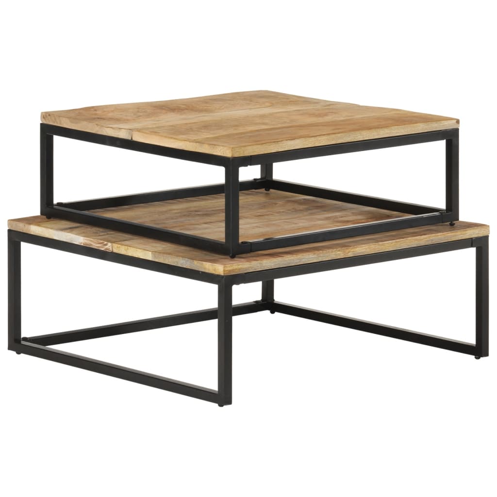 2 Piece Mango Solid Wood Nesting Tables