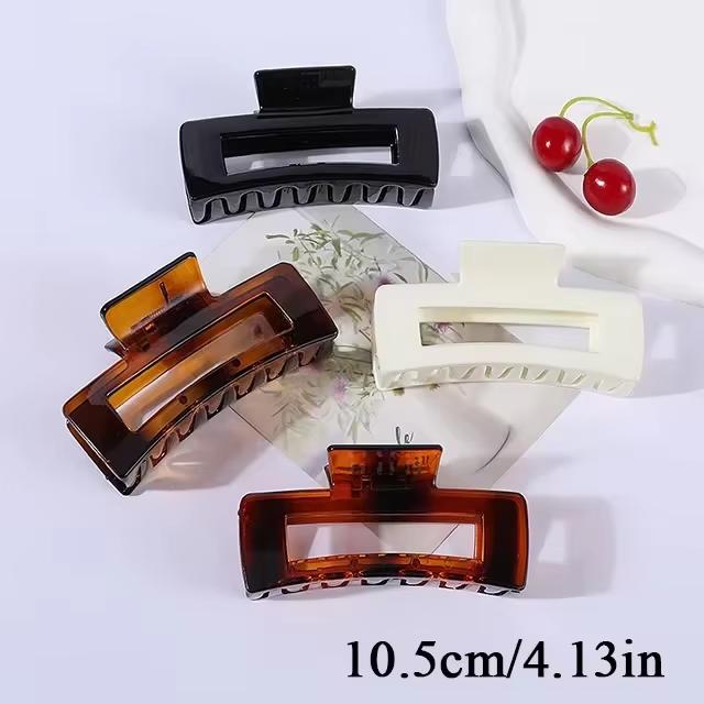 4pcs Simple Acrylic Hair Claw Clips for Women Solid Color Square Big Hair Claw Clips Fashion Shark Clip Girls Hair Accessories
