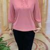 Chic Age-Defying Hooded Women's Spring Top - Loose Fit, Elastic, Versatile, Seven-Sleeve Design.