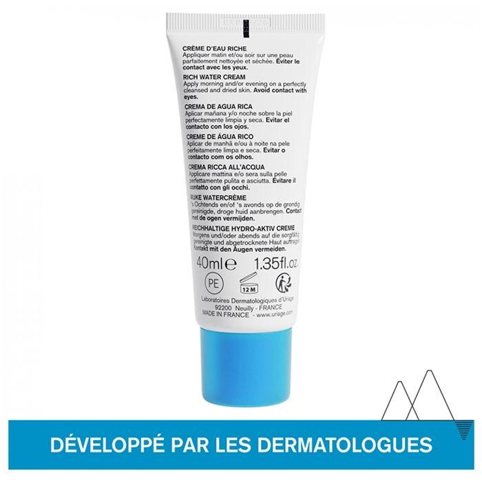 Crème d'Eau Riche - URIAGE - 40ml - Hydratation Intense - Barrière Cutanée Renforcée - Peau Douce