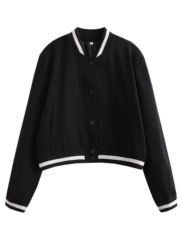 European and American Women's Casual Long-Sleeve Baseball Jacket