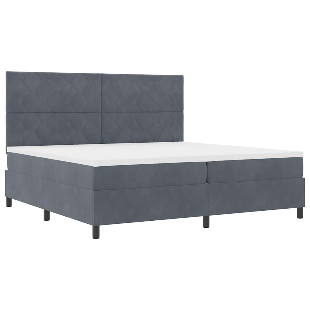 LED Boxspring Bed with Headboard Dark Grey 200 X 200 Cm Velvet