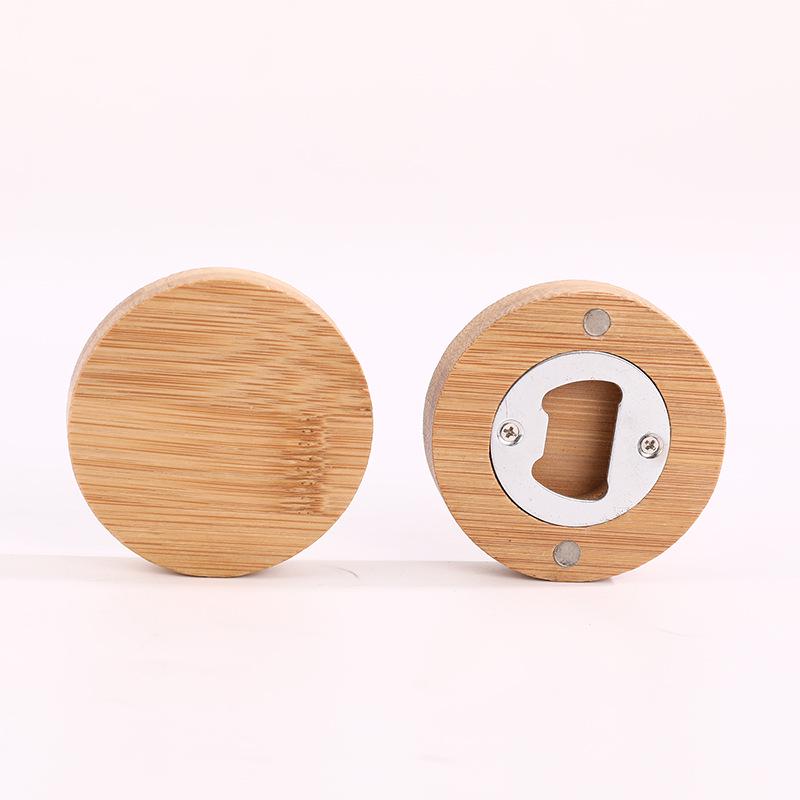 Bamboo Magnetic Bottle Opener with Creative Logo for Refrigerator Advertising