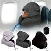 Washable Cover Travel Neck Pillow Adjustable Hooded Pillow U-shaped Pillow with Cap  Outdoor Travel