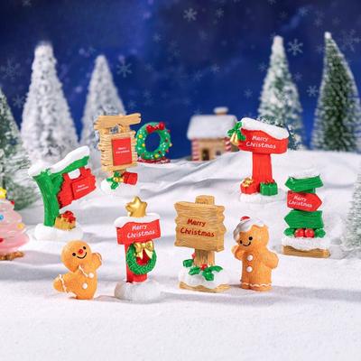 Micro-landscape Christmas Road Signs Indication Signs Crystal Balls Decorative AccessoriesMiniature Mini Ornaments