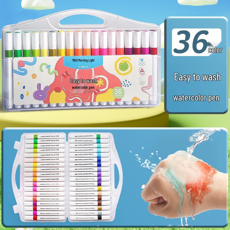 24-Color Washable Triangular Watercolor Pen Set for Kids