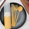 Carrying Box Chopsticks Simple Spoon Fork Reusable Wheat Straw Tableware Picnic Cutlery Set Portable Travel