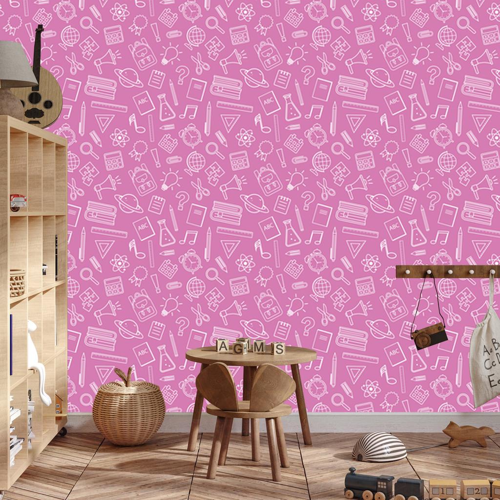Wallpaper School Supplies Powder Pink Background, Powder Pink Center 50x1000