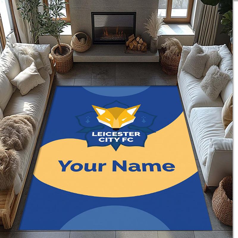 Leicester City Printed Crystal Velvet Rug Non‑Slip Crystal Velvet Carpet For Sofa Bedroom Indoor Home Decoration