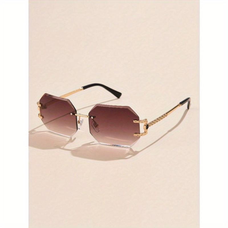 1pc Women's Metal Frameless Square Small Frame Hollow Design Vintage Sexy Elegant Decorative Fashion Glasses, Suitable For Daily, Holiday