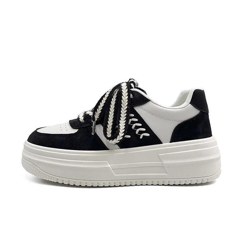 Popular platform white shoes women's spring and summer versatile ins tide board shoes 2025 new niche height-increasing casual sports shoes