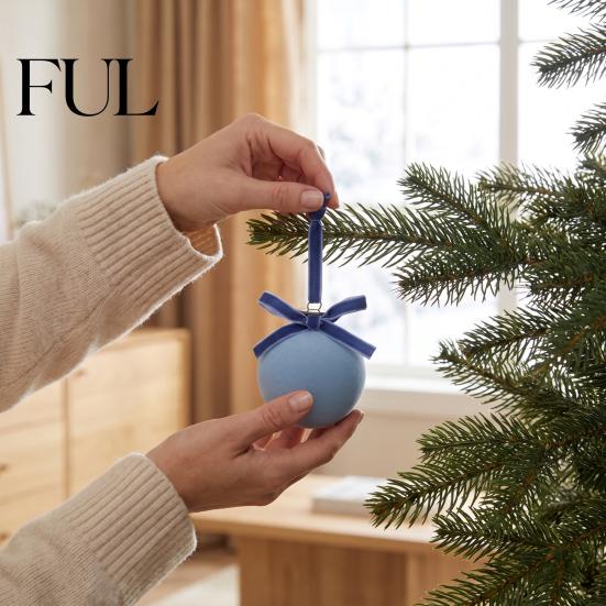 Retro Christmas Baubles with Bows 15Pcs Flocking Ball Hanging Ornaments Bow Decor, Flocked Tree Velvet Balls Bubbles for Holiday Home Decoration,