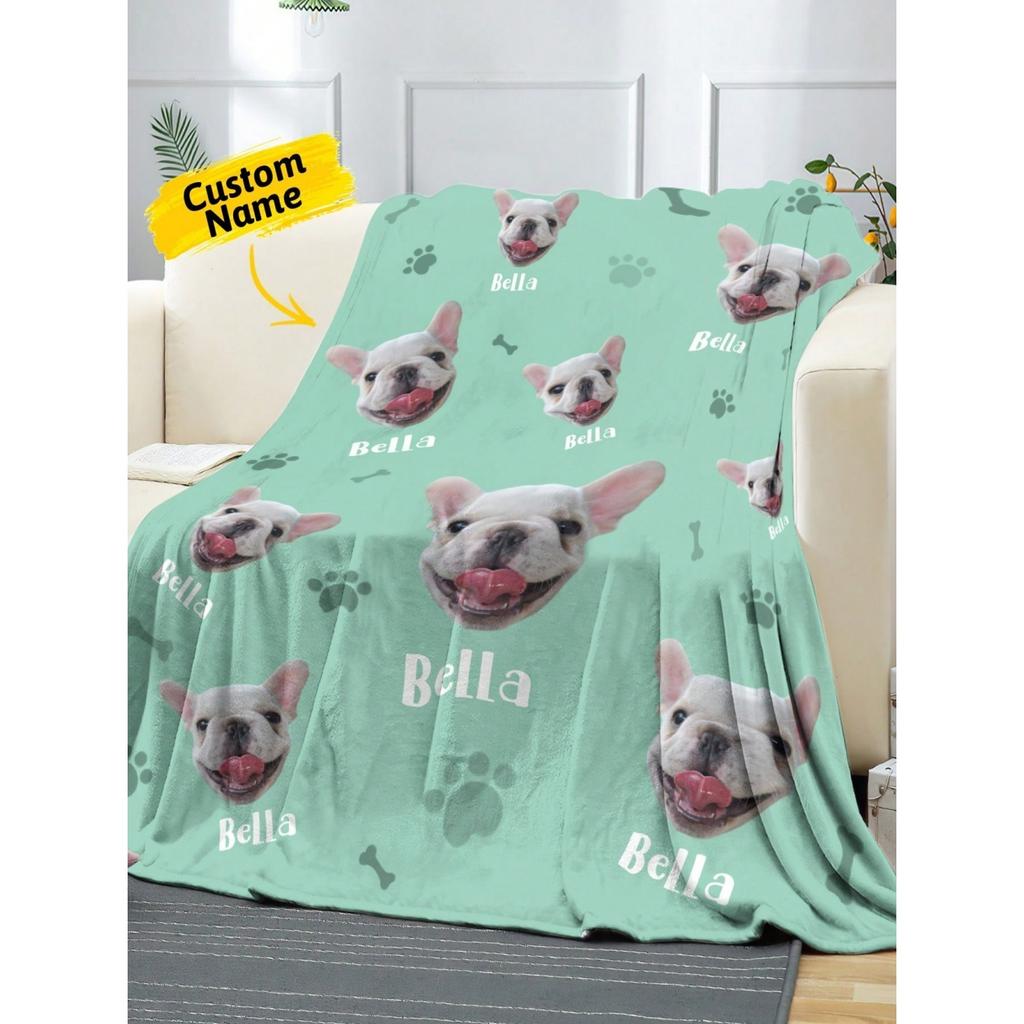 1-PC Personalized Blanket Custom Pet Dog Flannel Blankets Pet Name Personalized Dogs Name Pictures Gift Blanket For Baby Dog