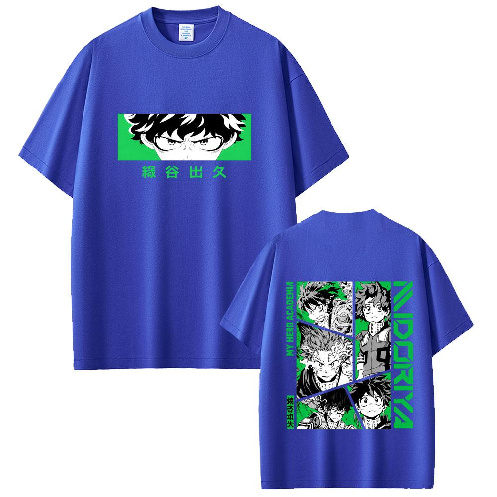 Anime My Hero Academia Midoriya Izuku Eyes Graphic Tshirts Unisex Women Casual High Quality Cotton Y2K Tees Male Unisexga Streetwear