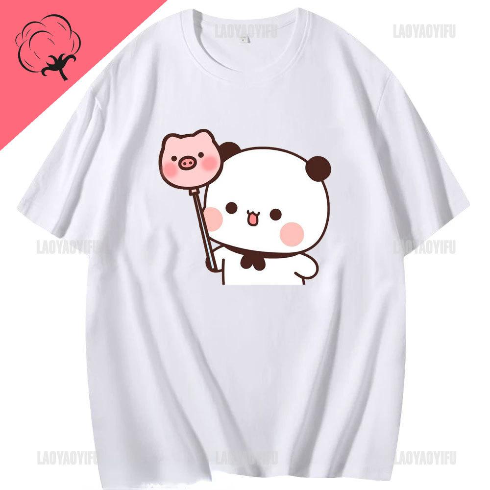 Tricou Kawaii Bubu Dudu pentru fată Tricou cu urs panda din desene animate Îmbrăcăminte unisex Tricou casual de vară Tricou Tricot Femeie Topuri din bumbac Unisex