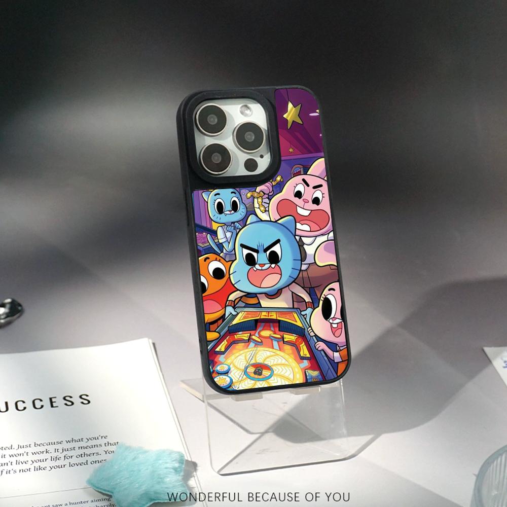 Cartoon Gumball Cute Poster Design Phone Case for iPhone 17 16 E 15 14 13 12 Pro Max Sheepskin Silver-edged Protective Case