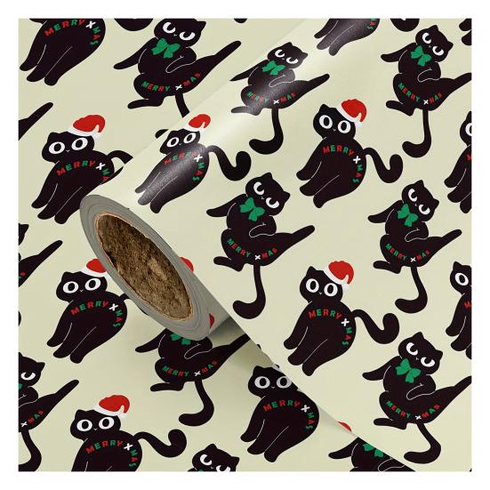 

Рождественская кошачья оберточная бумага 16,4 фута Милые черные кошки Подарочная оберточная бумага Рулон Праздничная подарочная упаковка для мальчиков девочек Любителей кошек Рождественская вечеринка жёлтый