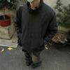 Mens Black Deconstructed Stand Collar Jacket American Style 3-in-1 Soft Shell Windbreaker Regular Shoulder Pilot Coat
