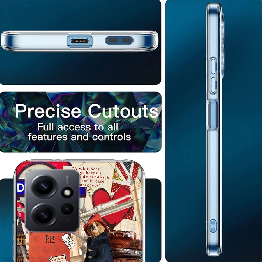 Cute P-Paddington Bear Phone Case For Redmi 12 13C 12C 15C 9 10 10C Note 13 Pro Plus 14 15 Pro 9T 9C 9A TPU Soft Cover Clear Cel