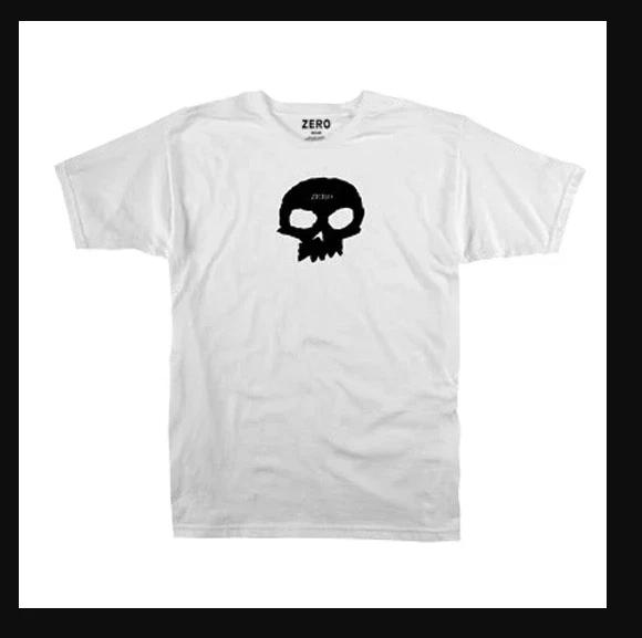 Zero Skateboards Single Skull logo T-shirt White Black L