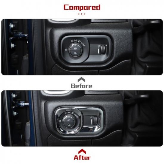 Chrome Headlight Switch Button Decor Cover For Dodge Ram 1500 2018+ Accessories