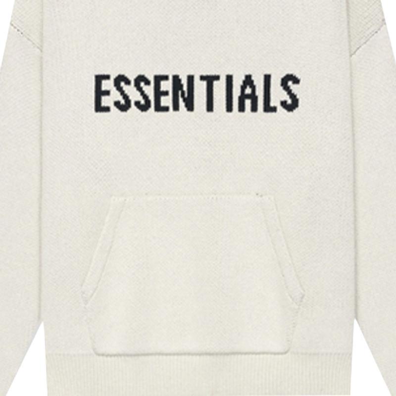 Fear of God Essentials Bluza z kapturem z dzianiny z logo SS21 'Buttercream' Męska FOG-SS21-636