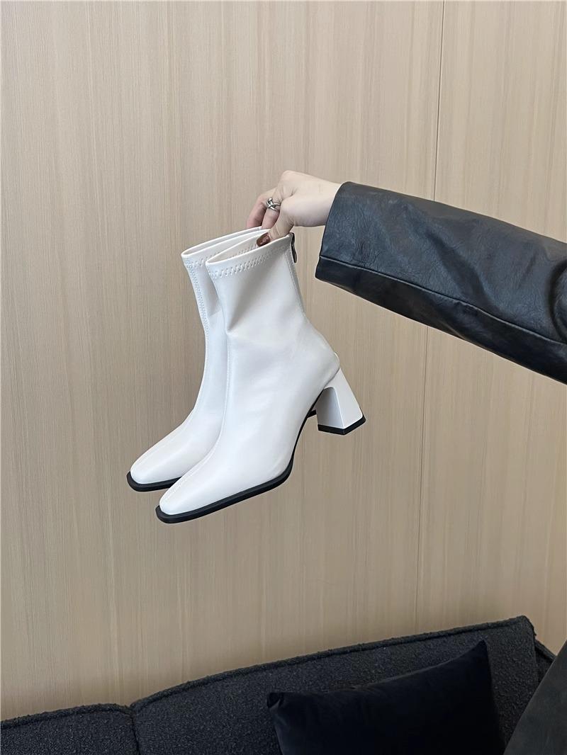 

Узкие сапоги на высоком каблуке, осень 2024, мягкая кожа, толстый каблук, сапоги-сигареты, интернет-мода, знаменитости, сапоги-челси 35