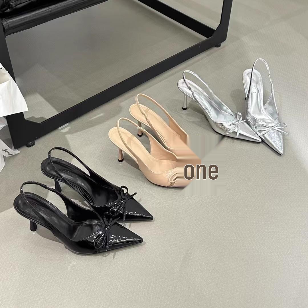 

2025 Spring Pink Bow Pointed Toe Backless High Heels for Women 38 рожевий