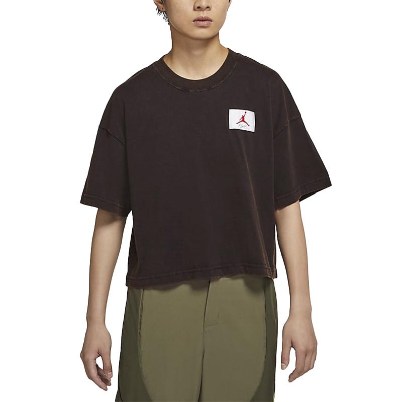 Jordan Essentials Boxy Logo Loose Fit Sports Short Sleeve T-Shirt Women Tops Black CZ4140-010