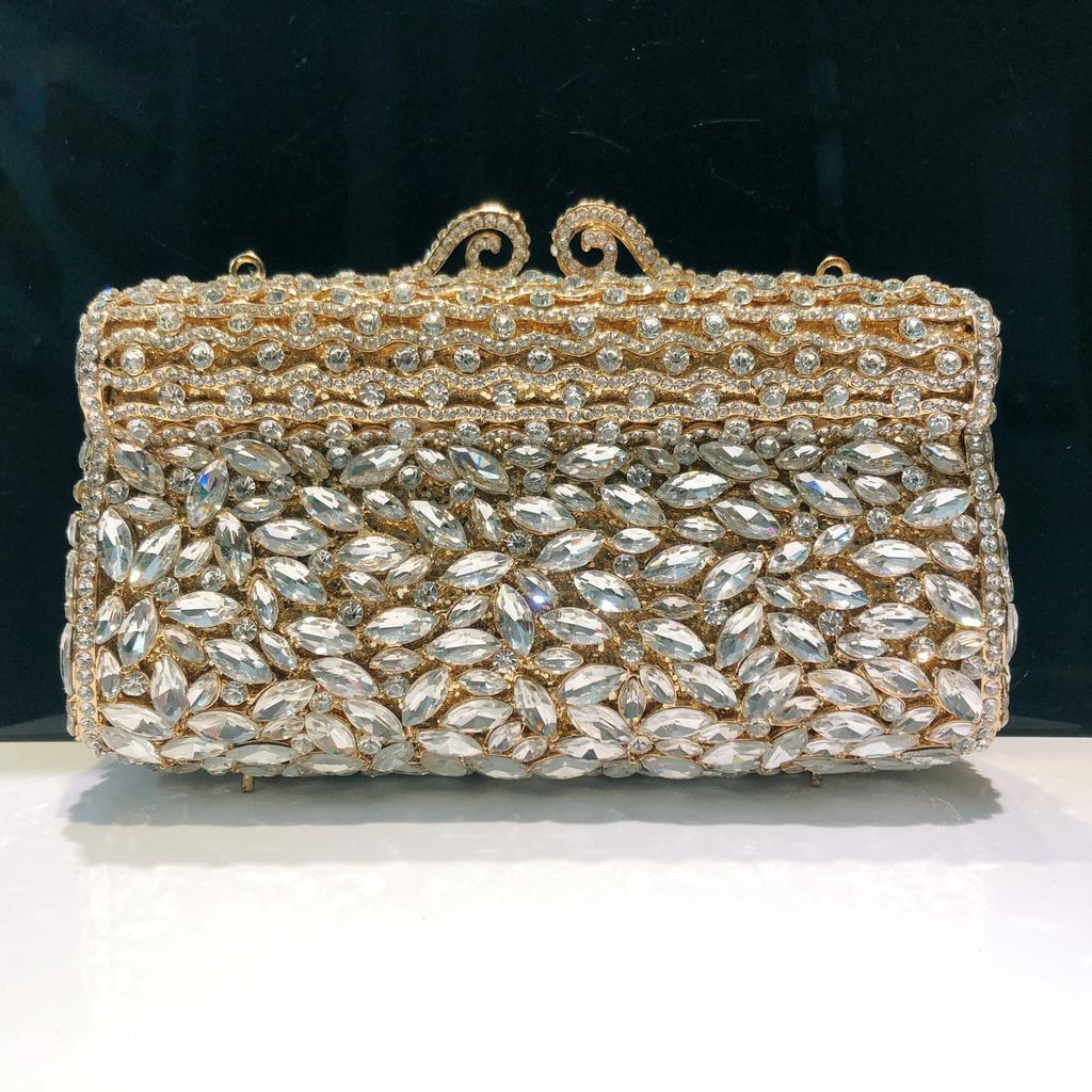 Mermaid Handmade Diamond-encrusted Evening Bag Foreign Trade Empty Metal Hard Box Full of Diamonds Hand Bag for Women Stone Clut