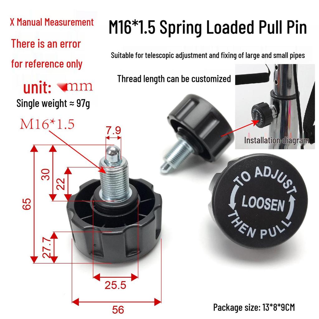 Elastic M16*1.5 Pin Bolt Knob for Fitness Equipment - Hardware Fasteners Discount Available