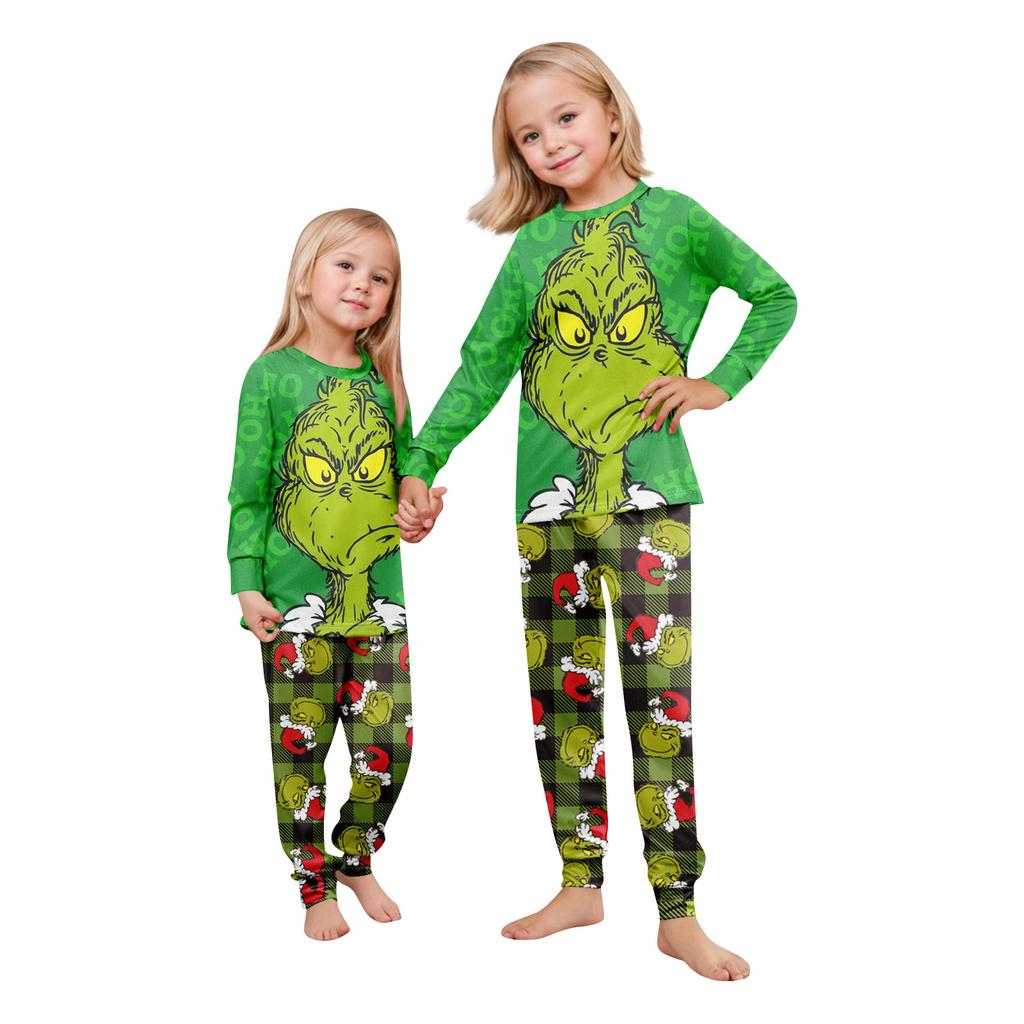Christmas Print Cute Family Set Pajamas, Home Clothes, Family Set Long Sleeve Top Pants Set