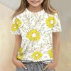 Girls Floral Print Short Sleeve T Shirt Casual Loose Fit Crew Neck Top Lightweight Comfortable Summer Tee for Kids