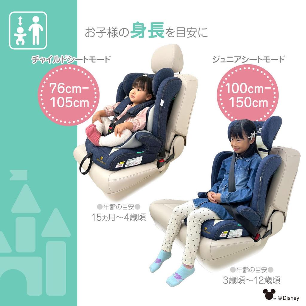 Disney Harness Junior Mickey Age 15 Months and Up Child Seat Junior Seat Elementary School Student Outing Easy Installation R129 Next/Denim R-129