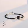 Niche Design Cat Shell Adjustable Bracelet Black crystal semi-precious stone fine luxury women's bracelet