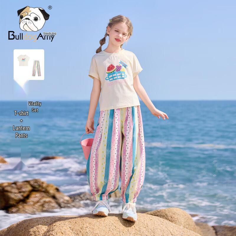 CHANZUIGOU Girls  10A Antibacterial Cooling T-shirt & Pants Set 120 cm