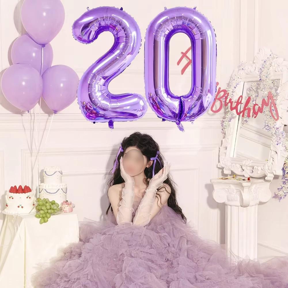 Giant 40Inch Purple Birthday Balloons 0-9 Digit Balloons for Purple Butterfly Number Birthday Party Baby Shower Decoration Favor