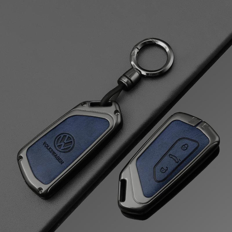 T25Fashion New Double-sided Leather Car Key Case Cover Shell Protection Auto Styling Accessories For VW Volkswagen Golf 8 MK8 Leon