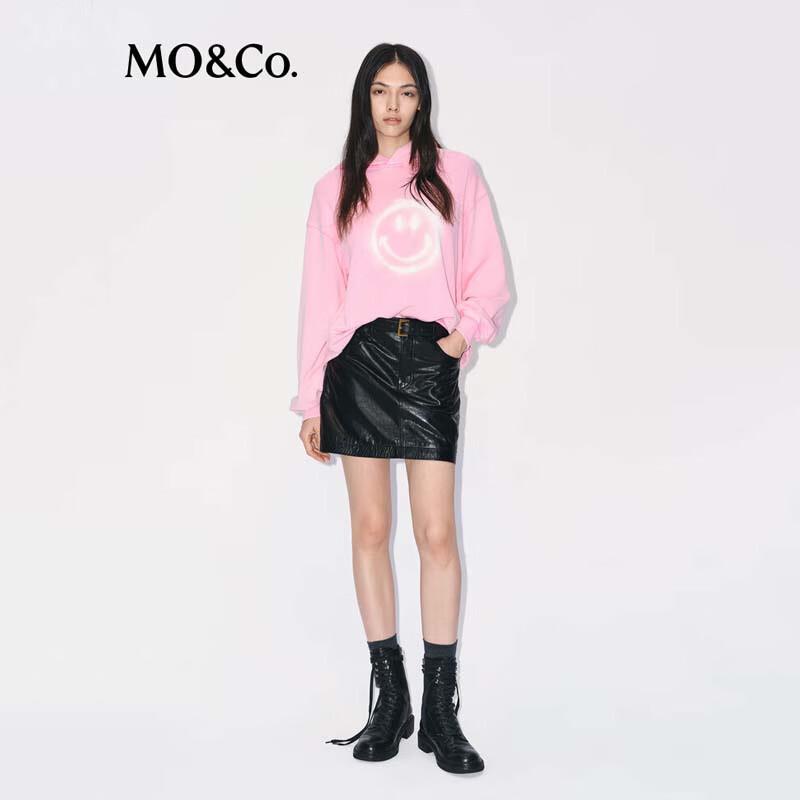 MO&Co. Women's Printed Washed Pullover Hoodie