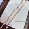 Pale Pink High Luster Freshwater Pearl Necklace, 8-9mm, Vertical Hole, Hand-Strung, Semi-Finished, Two-Sided Luster.
