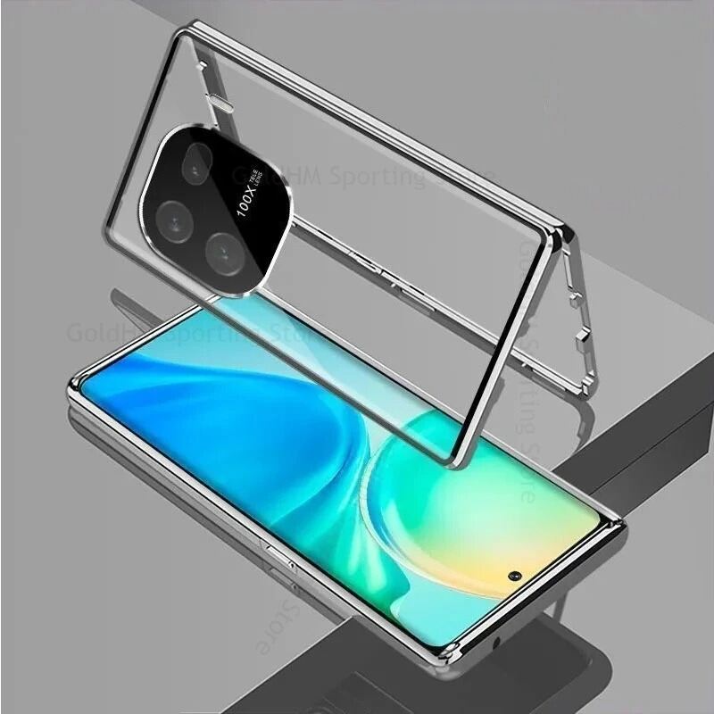 Case for Vivo iQOO Z9 Z9x Z10 Turbo 12 13 Pro with Double Sided Tempered-Glass & Metal Frame Phone Bumpers Full Lens Protection Cover