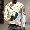 Men s Plus Size Round Neck Long Sleeve T Shirt Sunset Palm Wave Printed Casual Pullover