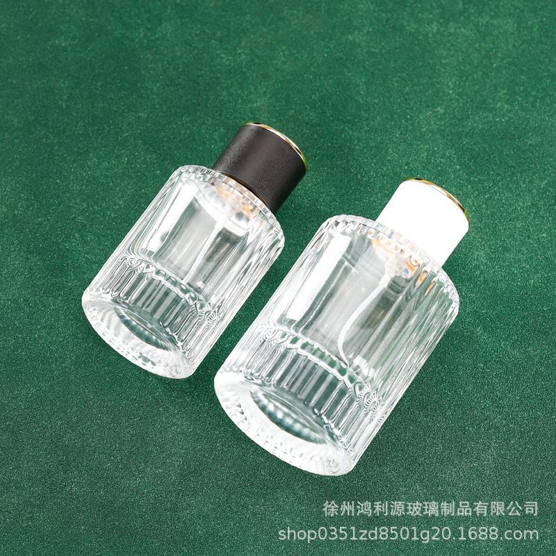 Transparent 15-Port Cylinder Perfume Bottle with Press-Type Vertical Stripe, Portable Glass Sample Bottle